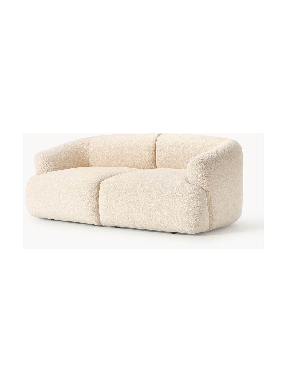 Modulaire bouclé bank Sofia (2-zits), Bekleding: bouclé (100% polyester) M, Frame: sparrenhout, spaanplaat, , Poten: kunststof Dit product is , Bouclé lichtbeige, B 190 x D 103 cm