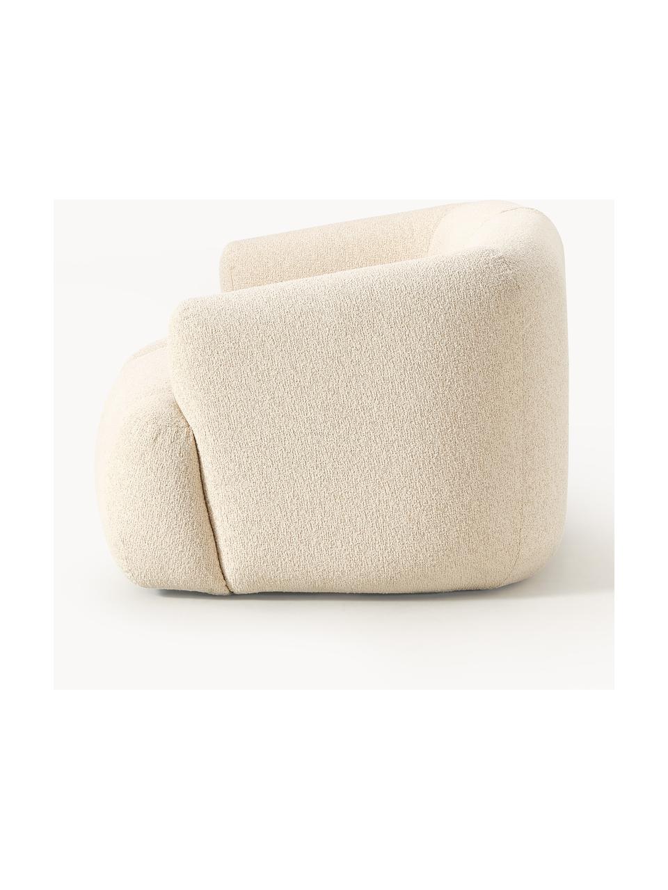 Divano componibile 2 posti in bouclé Sofia, Rivestimento: bouclé (100 % poliestere), Struttura: legno di abete rosso, cer, Piedini: plastica, Bouclé bianco crema, Larg. 186 x Prof. 103 cm