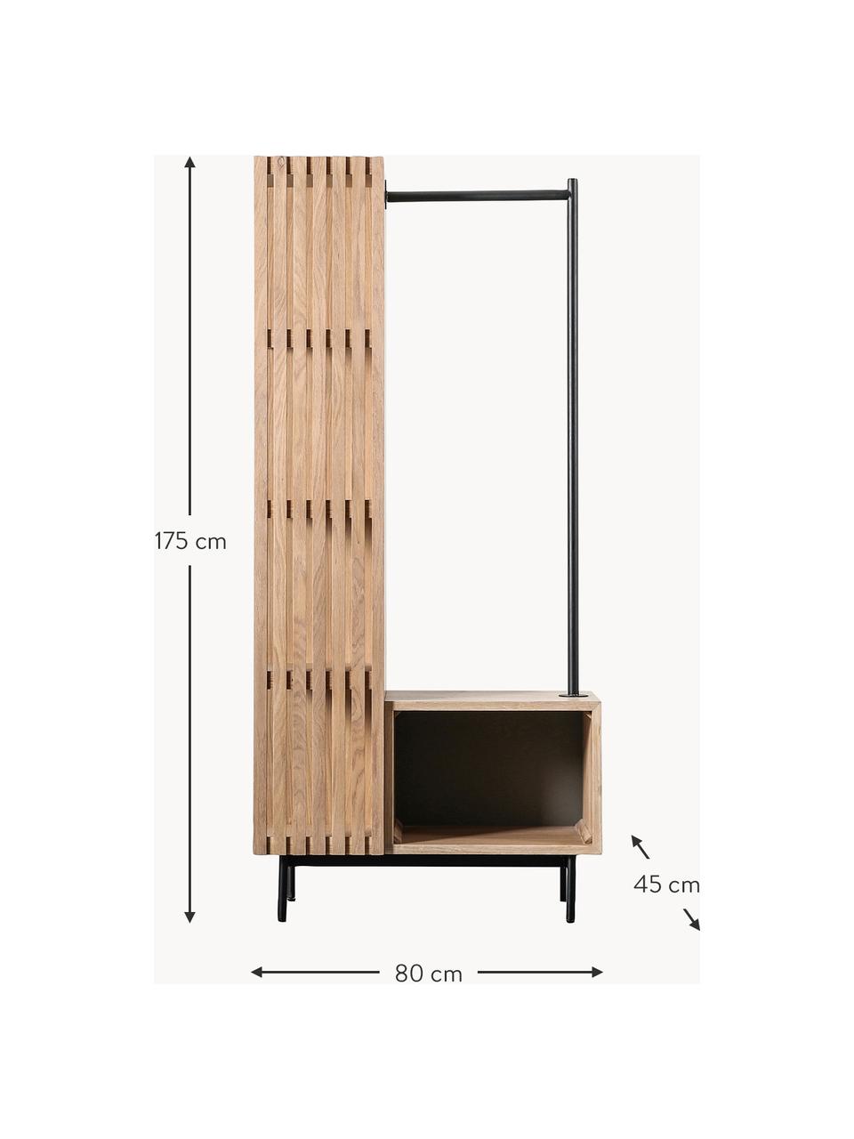 Armario de madera Okayama, Estructura: tablero de fibras de dens, Marrón de roble, negro, An 80 x Al 175 cm