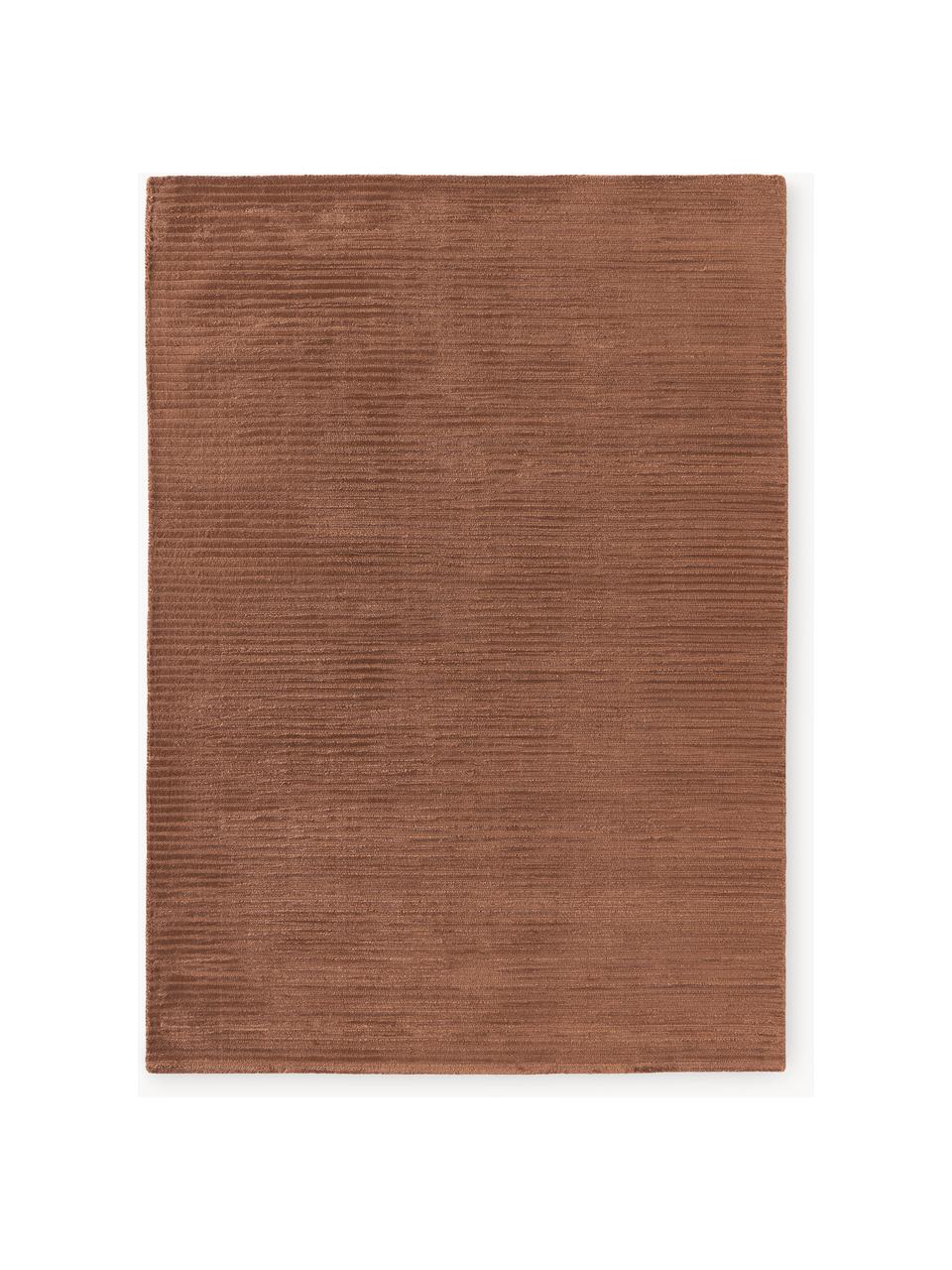 Pluizig hoogpolig vloerkleed Wes met hoog-laag structuur, handgeweven, 100% polyester, GRS-gecertificeerd, Terracotta, B 160 x L 230 cm (maat M)