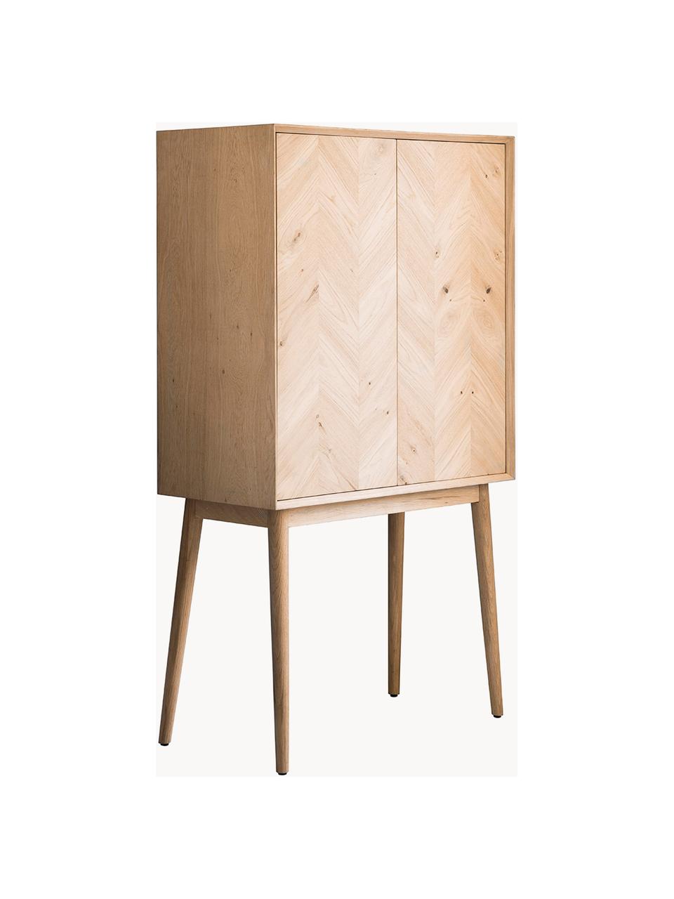 Highboard Milano aus Eichenholz, Einlegeböden: Glas, Eichenholz, B 85 x H 157 cm