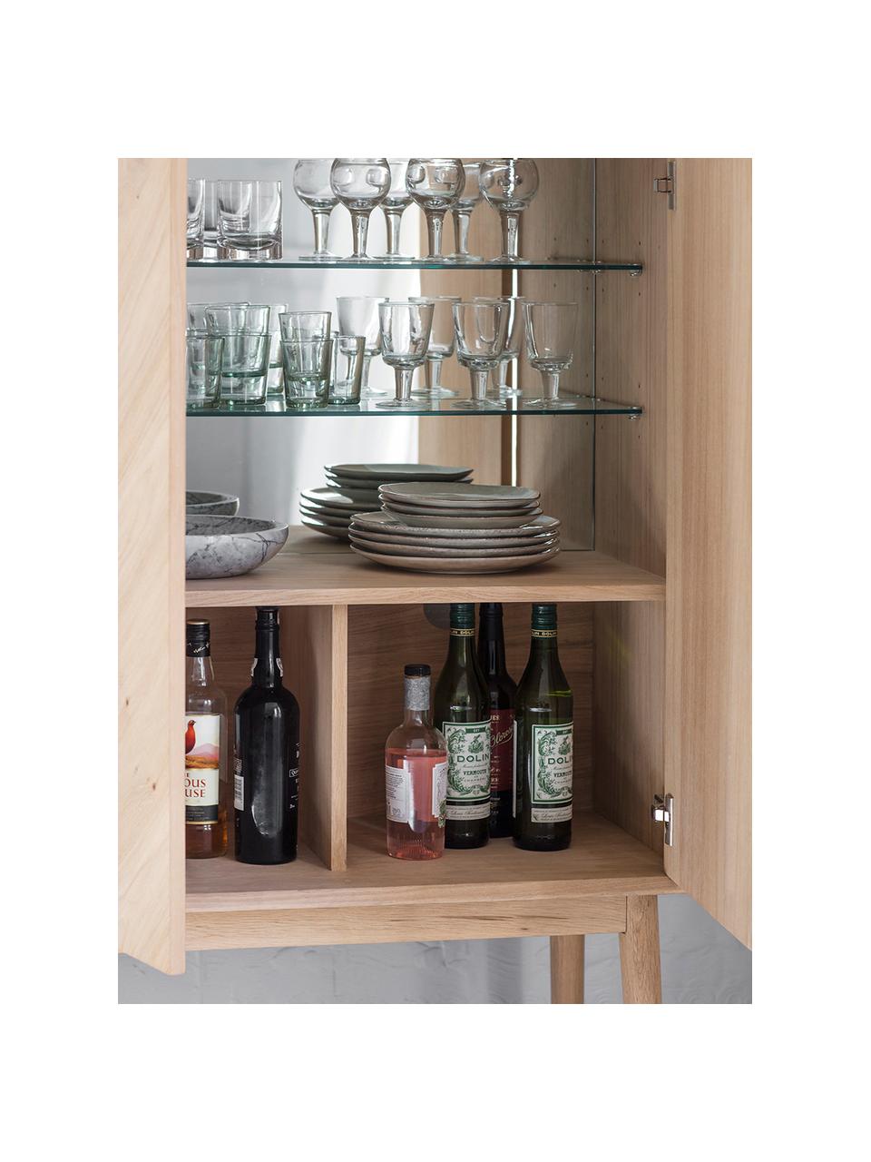 Highboard Milano aus Eichenholz, Einlegeböden: Glas, Eichenholz, B 85 x H 157 cm