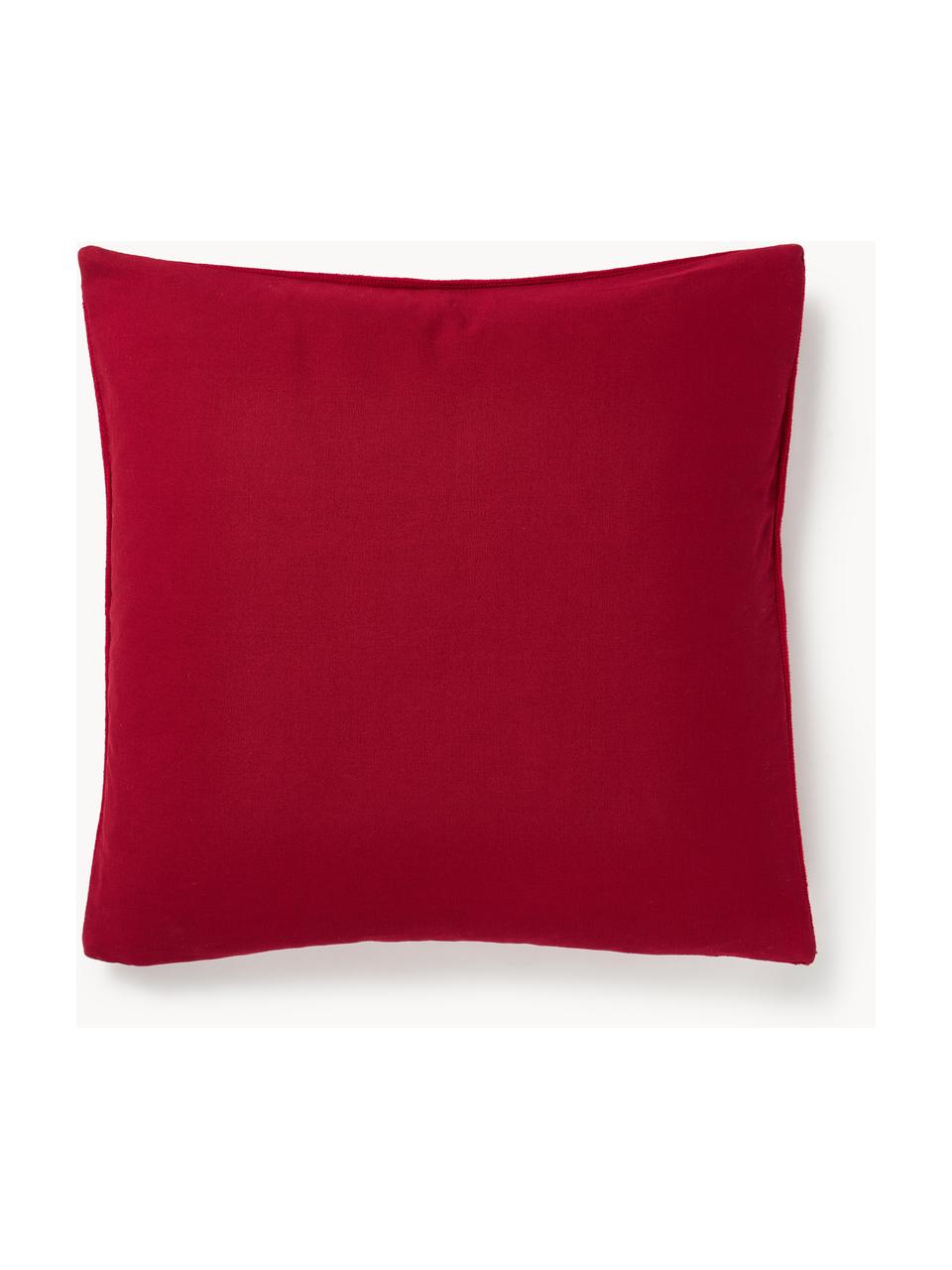 Bestickte Kissenhülle Elysia mit Hirsch-Motiv, Hülle: 100 % Baumwolle, Rot, Weiss, B 50 x L 50 cm