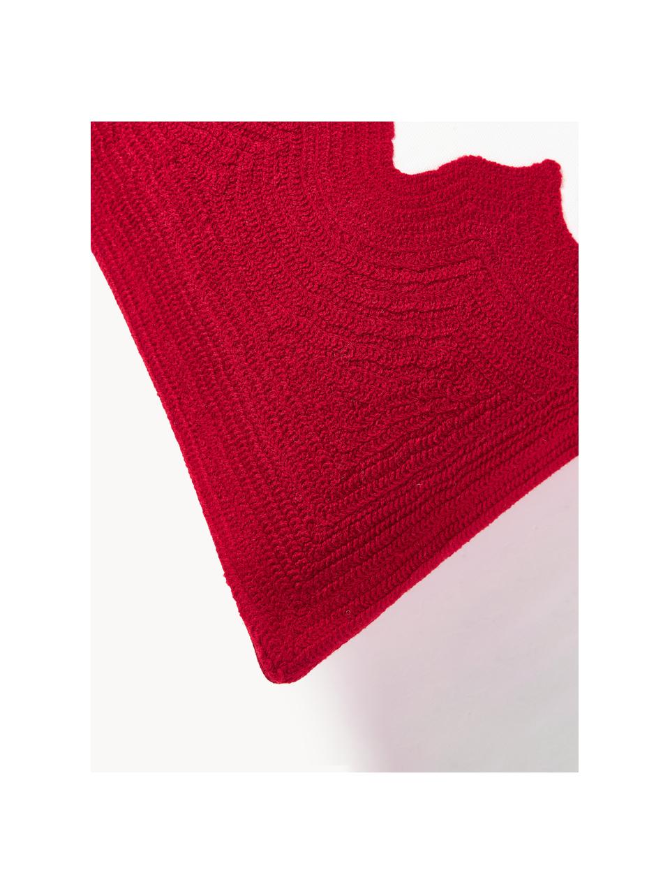 Bestickte Kissenhülle Elysia mit Hirsch-Motiv, Hülle: 100 % Baumwolle, Rot, Weiss, B 50 x L 50 cm