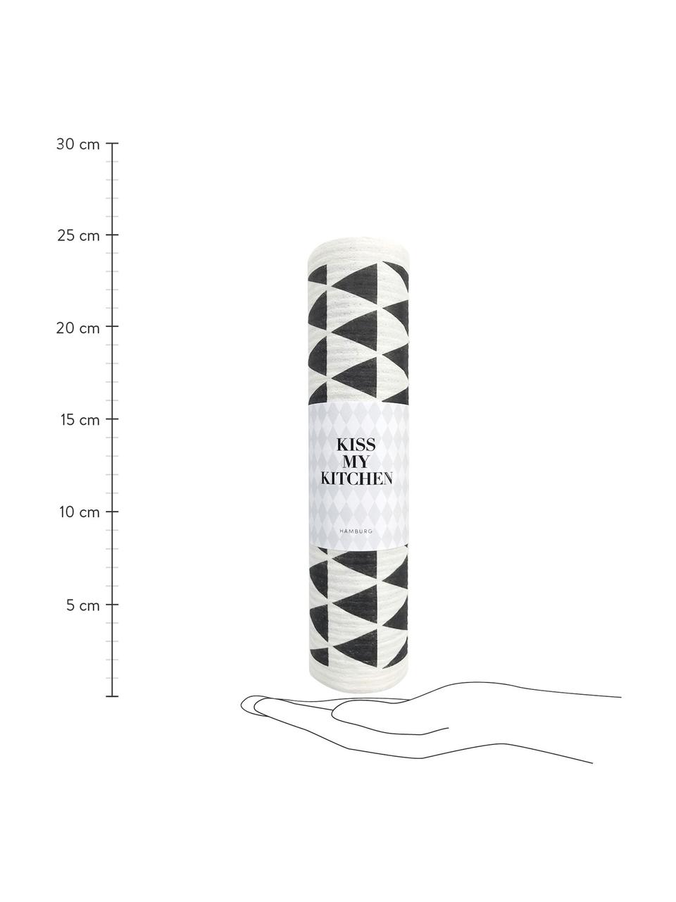 Rouleau de lingette éponge, compostable Dreieck, 70 % cellulose, 30 % coton, Blanc, noir, larg. 24 x long. 25 cm