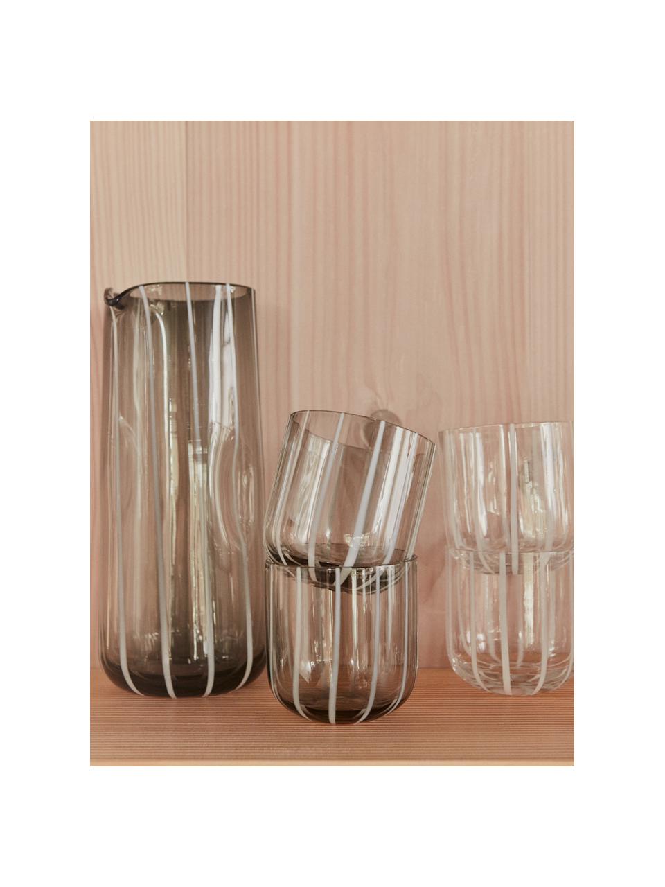 Vasos soplada artesanalmente Mizu, 2 uds, Vidrio, Gris, blanco, Ø 8 x Al 8 cm, 320 ml