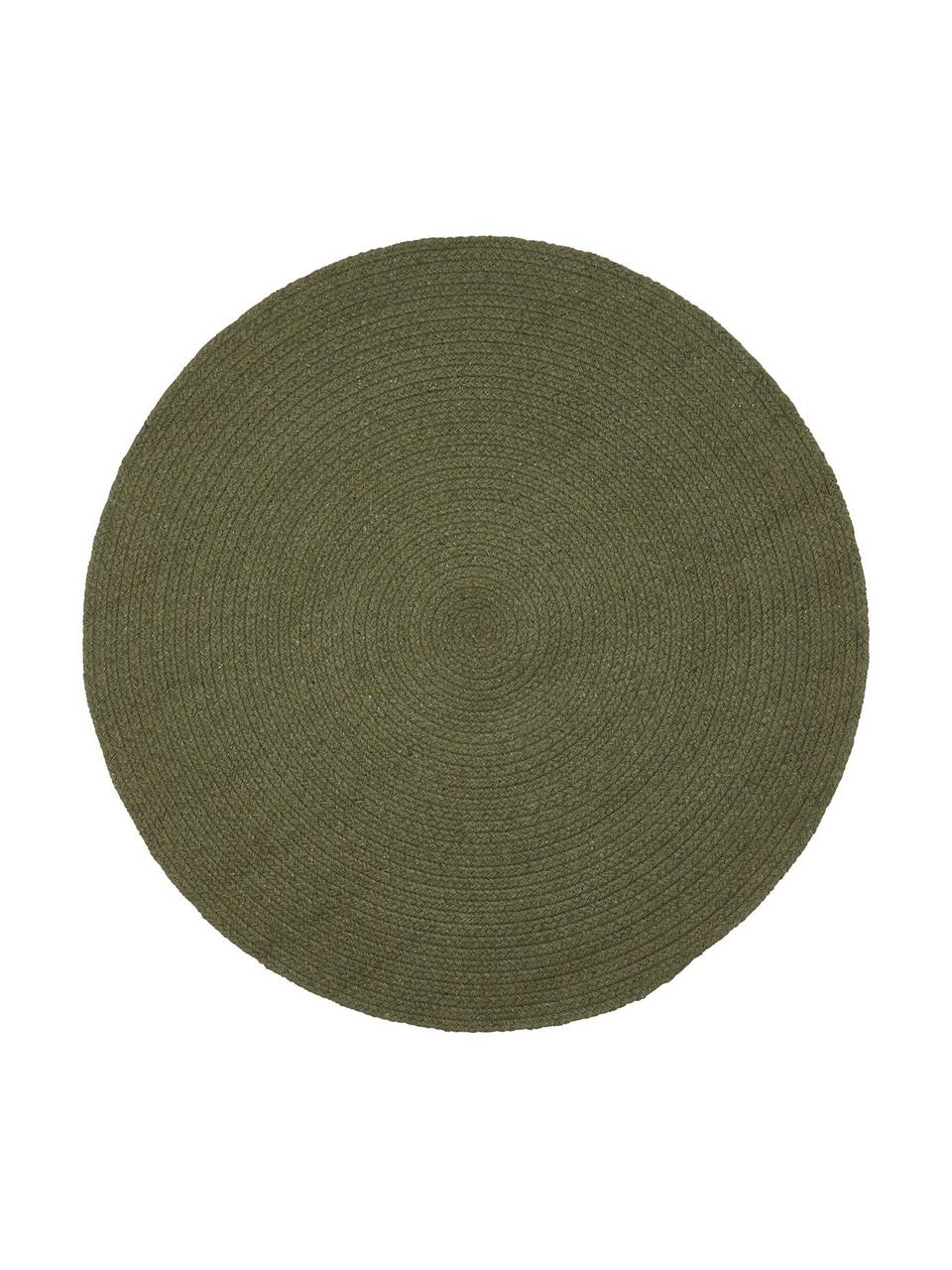 Runder Teppich Moon aus recycelter Baumwolle, 100% Recycelte Baumwolle, Khaki, Ø 90 cm (Grösse XS)