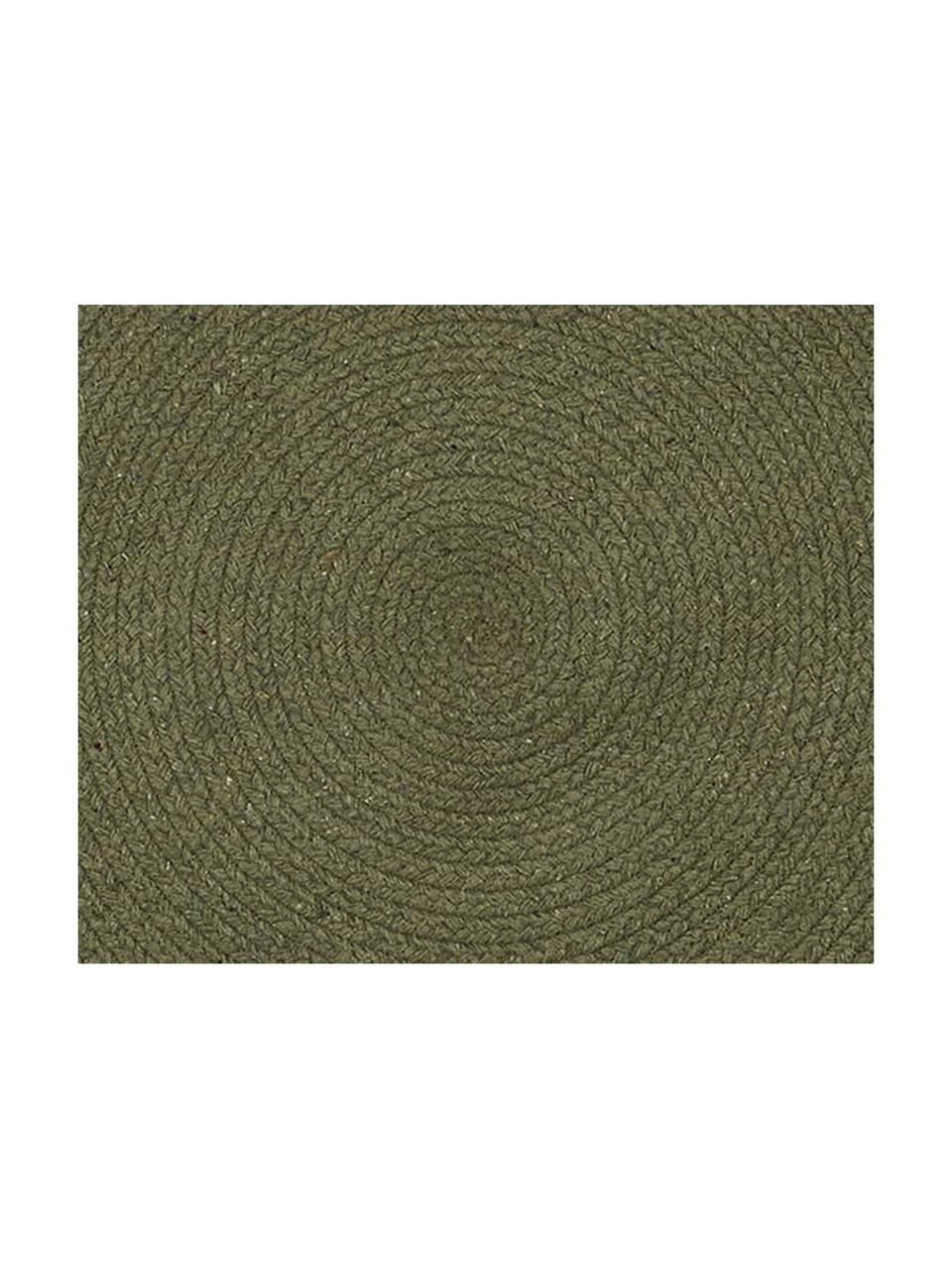 Tapis rond khaki en coton recyclé Moon, Kaki