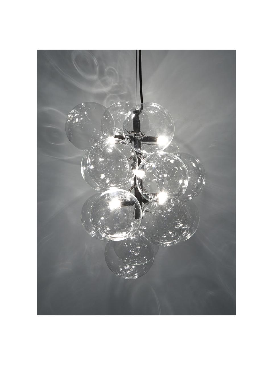 Suspension design en verre Bubbles, Transparent, noir, Ø 32 cm