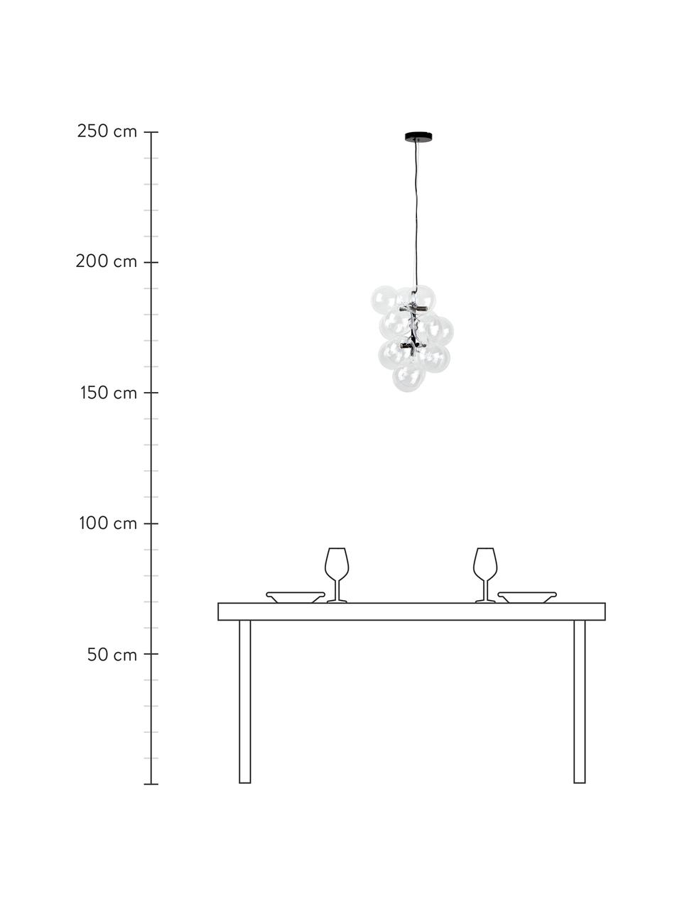 Suspension design en verre Bubbles, Transparent, noir, Ø 32 cm