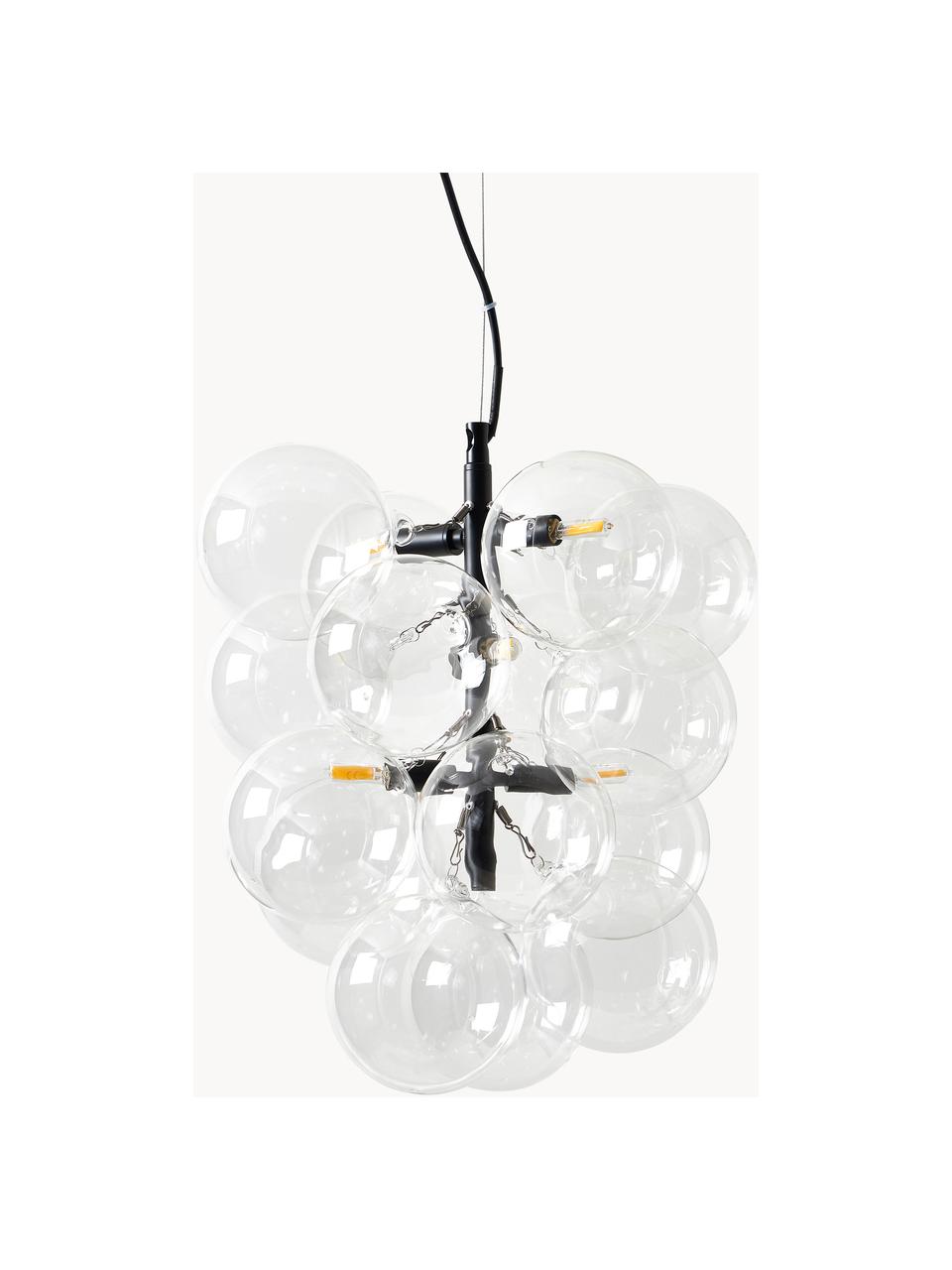 Design hanglamp Bubbles van glas, Transparant, zwart, B 32 x H 42 cm