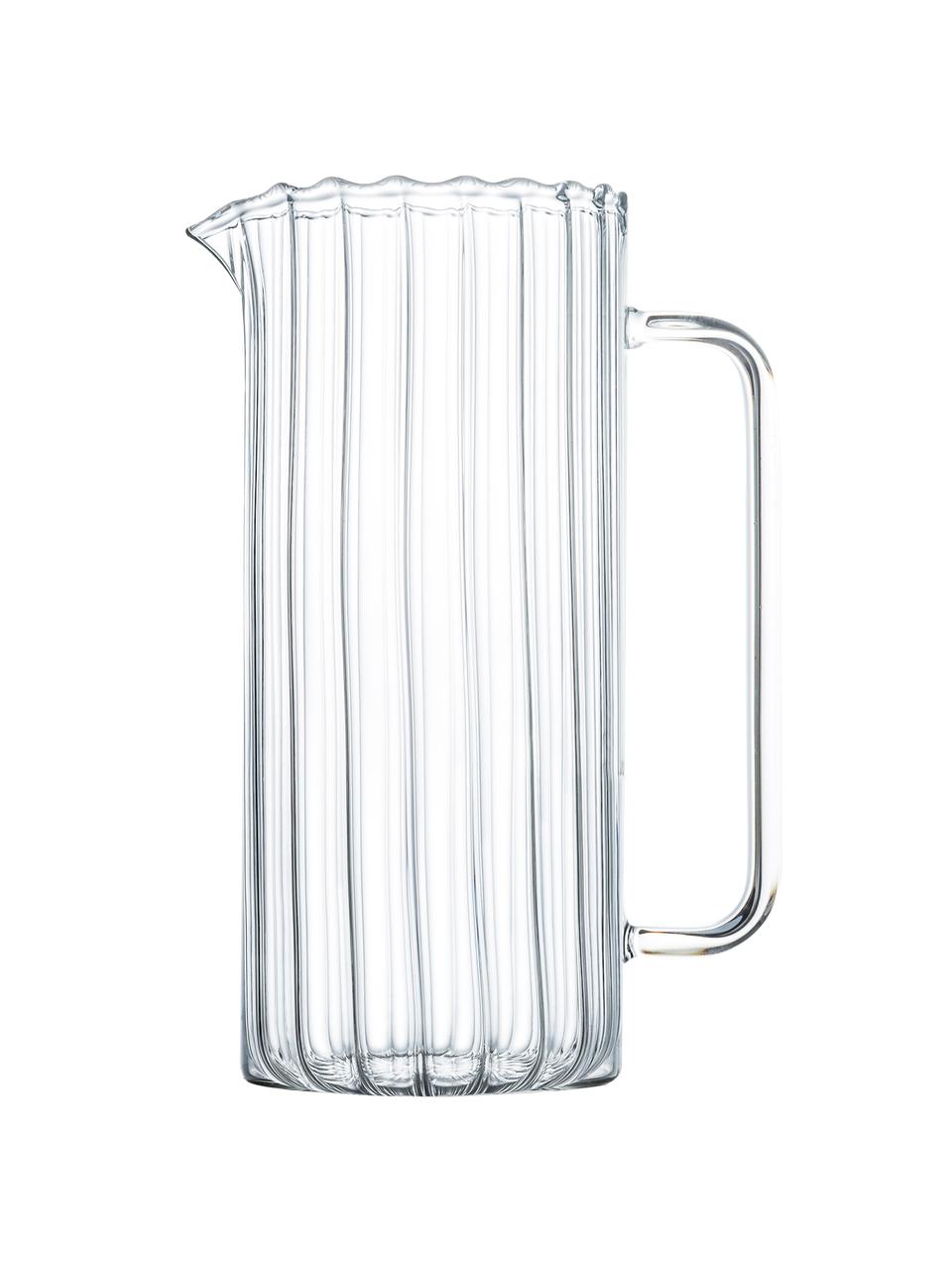 Karaf Romantic uit borosilicaatglas en groefreliëf, 1.1 L, Borosilicaatglas, Transparant, Ø 8 x H 21 cm