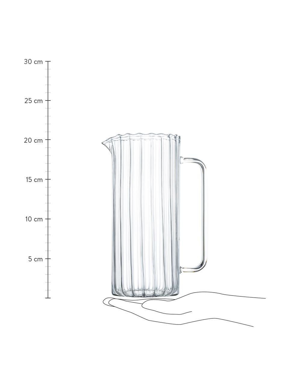 Krug Romantic aus Borosilikatglas und Rillenrelief, 1.1 L, Borosilikatglas, Transparent, Ø 8 x H 21 cm