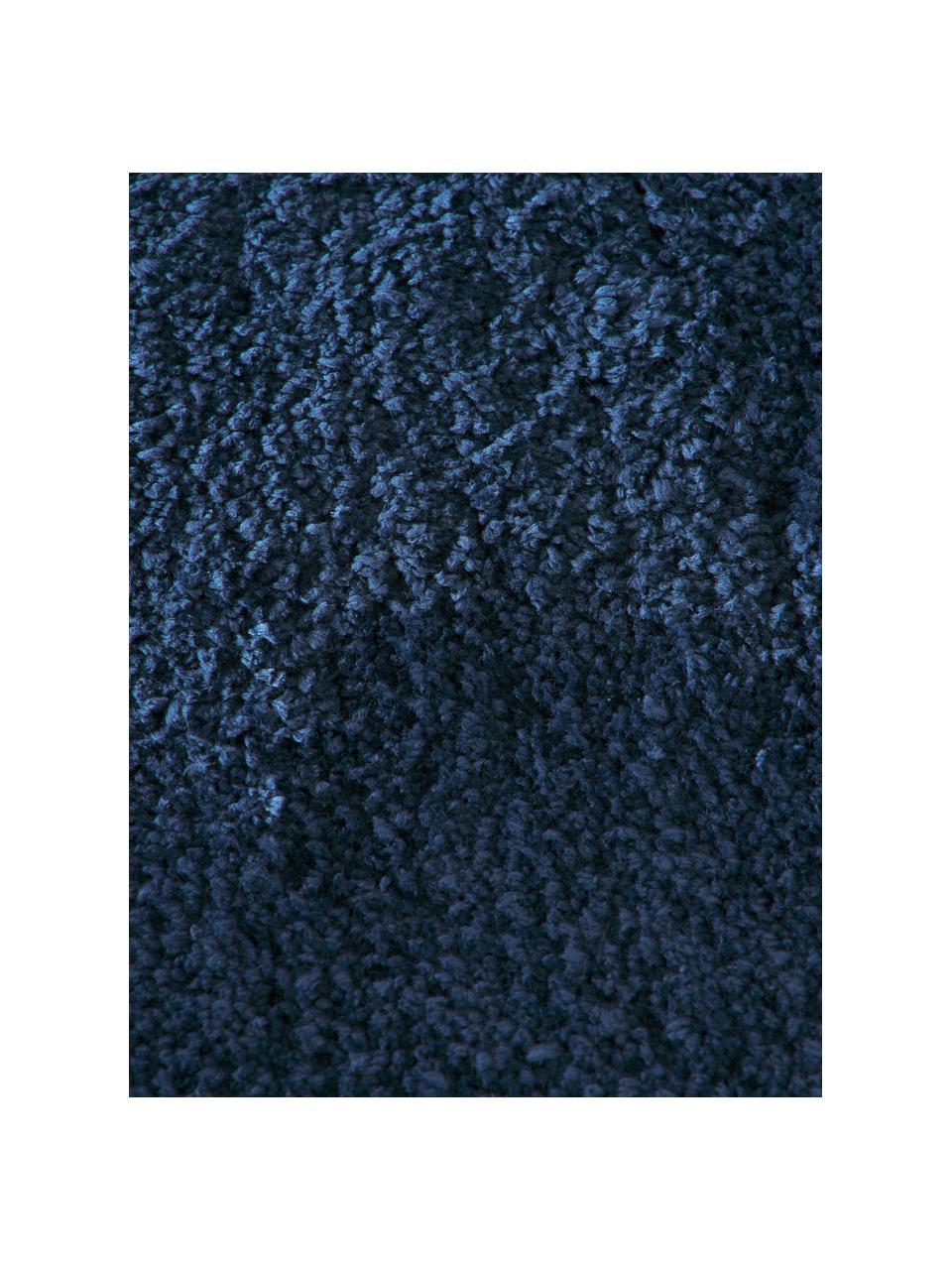Passatoia soffice a pelo lungo Leighton, Retro: 70% poliestere, 30% coton, Blu scuro, Larg. 80 x Lung. 200 cm