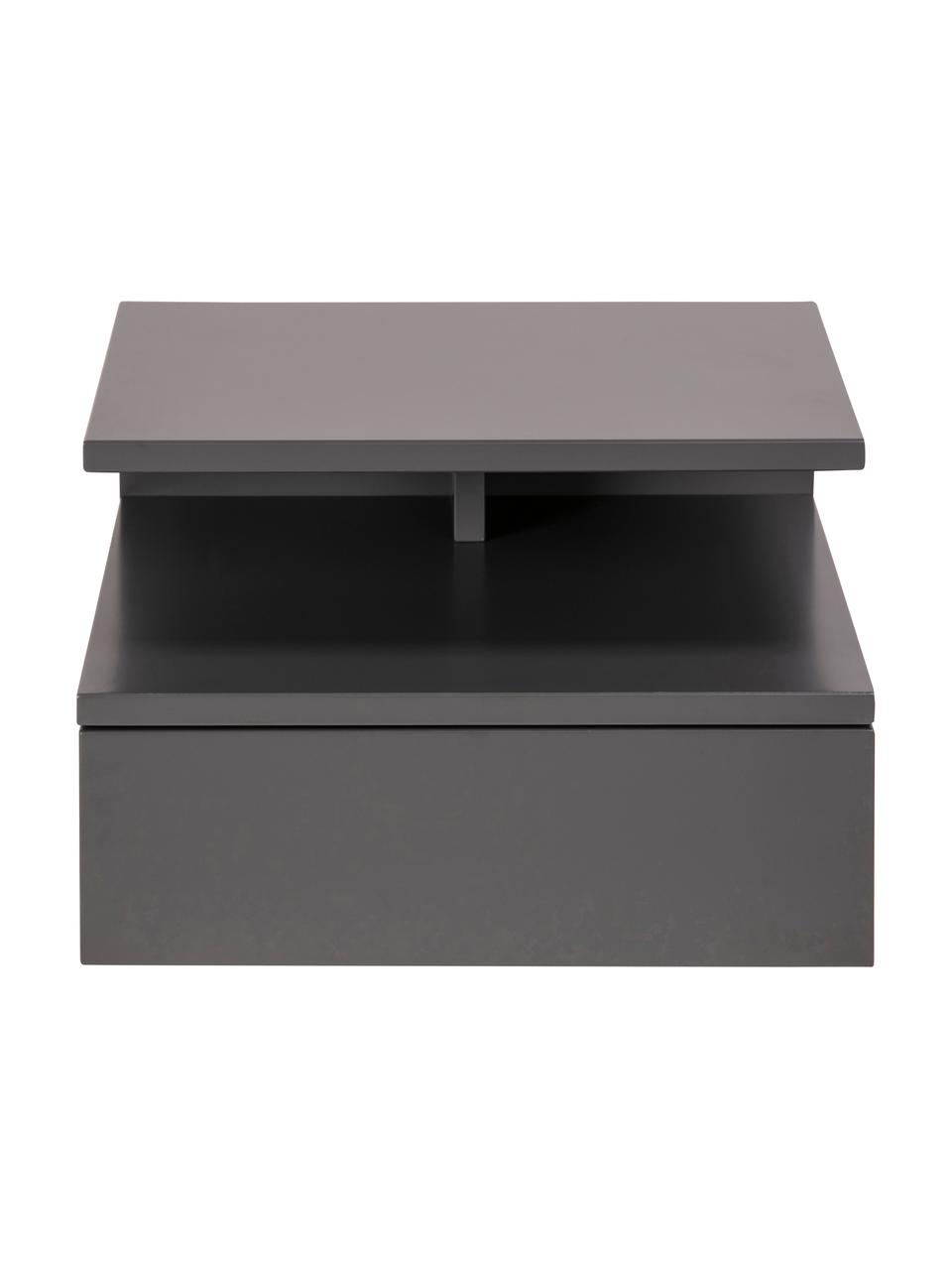 Nástenný nočný stolík so zásuvkou Ashlan, Lakovaná MDF-doska strednej hustoty, Sivá, Š 35 x V 23 cm
