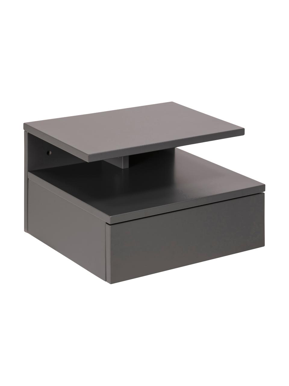 Nástenný nočný stolík so zásuvkou Ashlan, Lakovaná MDF-doska strednej hustoty, Sivá, Š 35 x V 23 cm
