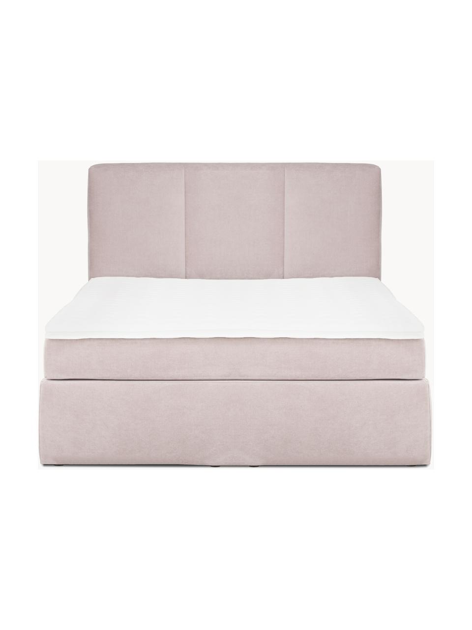 Letto boxspring Oberon, Superficie: nucleo a 5 zone di molle , Piedini: plastica Questo prodotto , Tessuto rosa chiaro, 140 x 200 cm, grado di durezza H2