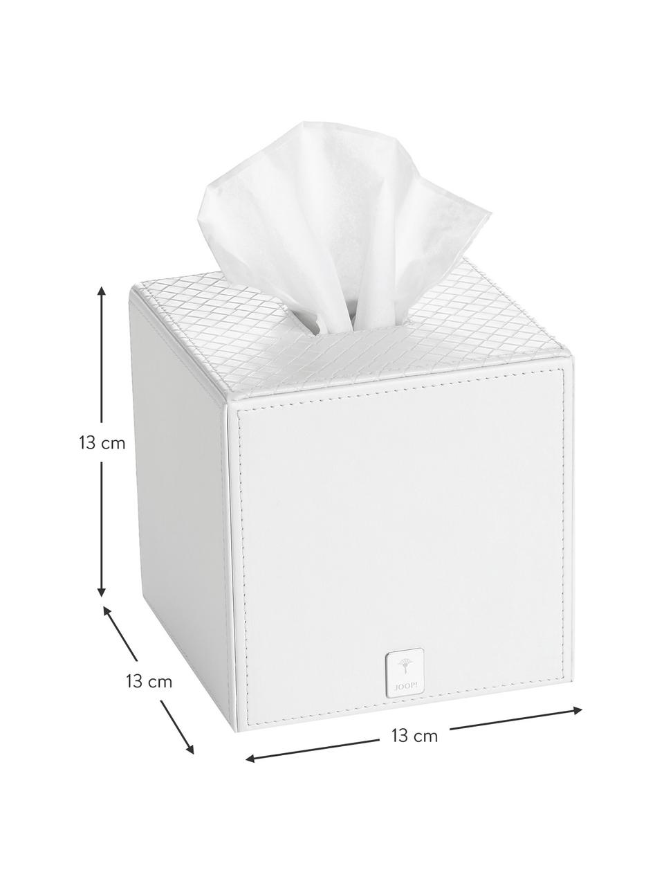 Caja de pañuelos Polly, Resina, cuero sintético, Blanco puro, An 13 x Al 13 cm