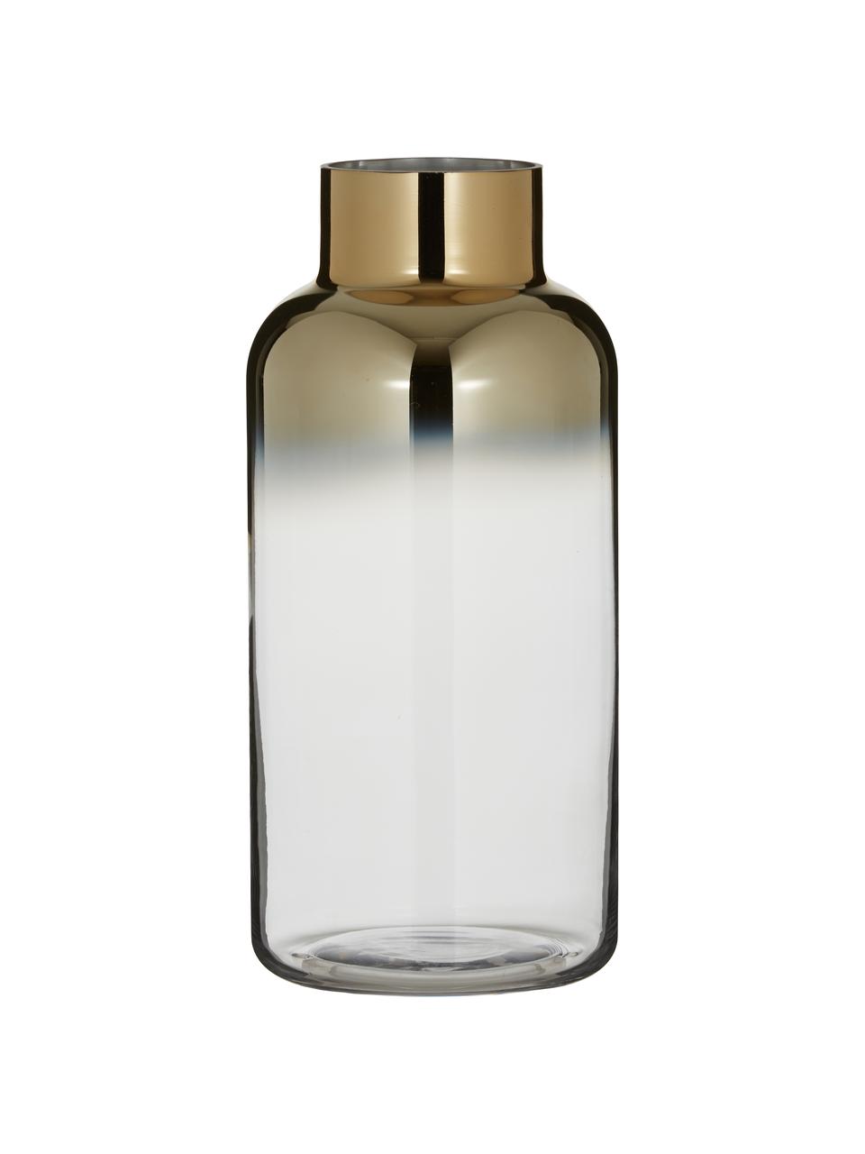 Jarrón soplado artesanalmente Uma, Vidrio tintado, Transparente, dorado, Ø 16 x Al 35 cm