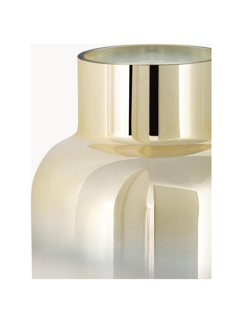 Mundgeblasene Glas-Vase Uma, H 35 cm, Glas, lackiert, Transparent, Goldfarben, Ø 16 x H 35 cm
