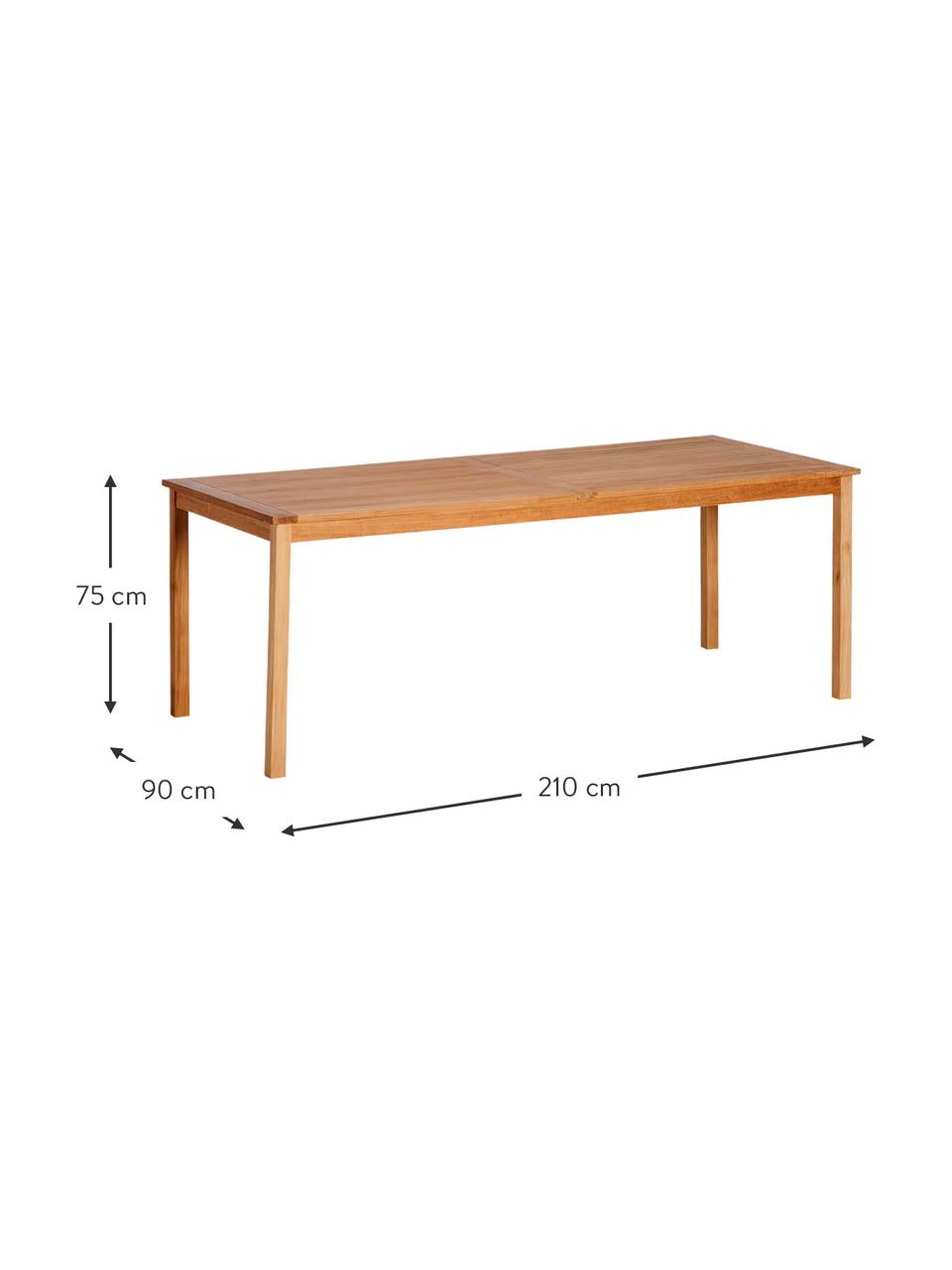 Table de jardin en teck Oxford, 210 x 90 cm, Bois de teck, Bois de teck, larg. 210 x prof. 90 cm