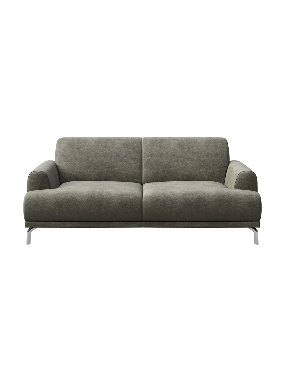 Sofa z imitacją skóry Puzo (2-osobowa), Tapicerka: 100% poliester imitujący , Nogi: metal lakierowany, Szary, S 170 x G 84 cm