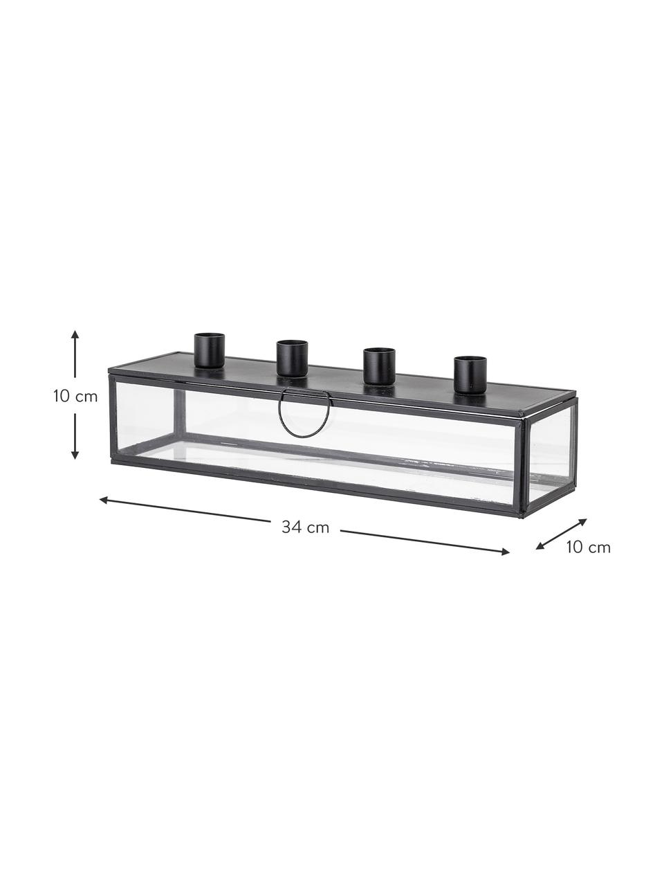 Candelabro Pelo, Struttura: metallo rivestito, Trasparente, nero, Larg. 34 x Alt. 10 cm