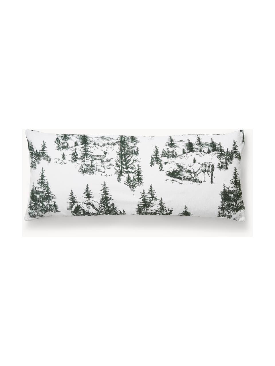 Funda de almohada de franela Nordic, Blanco, verde oscuro, An 40 x L 80 cm