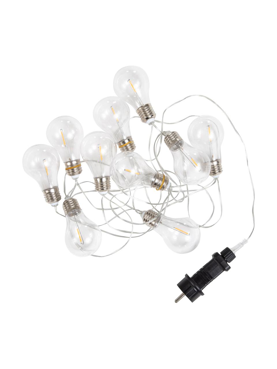 Outdoor LED lichtslinger Stella, 450 cm, 10 lampions, Lampions: kunststof, Transparant, zilverkleurig, zwart, L 450 cm