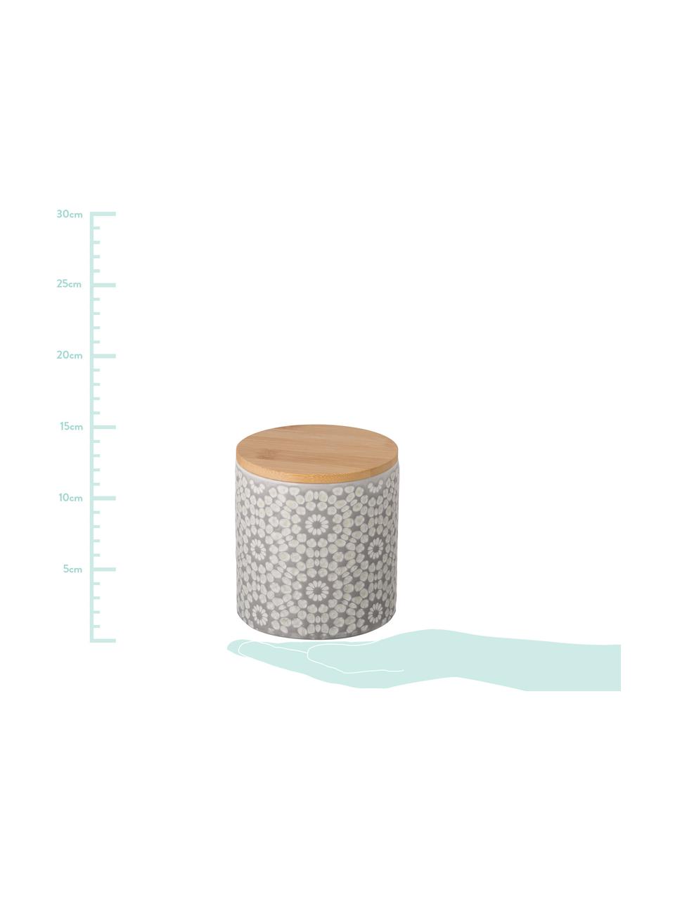 Aufbewahrungsdose Abella, Ø 11 x H 12 cm, Dose: Keramik, Deckel: Bambus, Dose: Zementgrau, Weiß<br>Deckel: Bambus, Ø 11 x H 12 cm