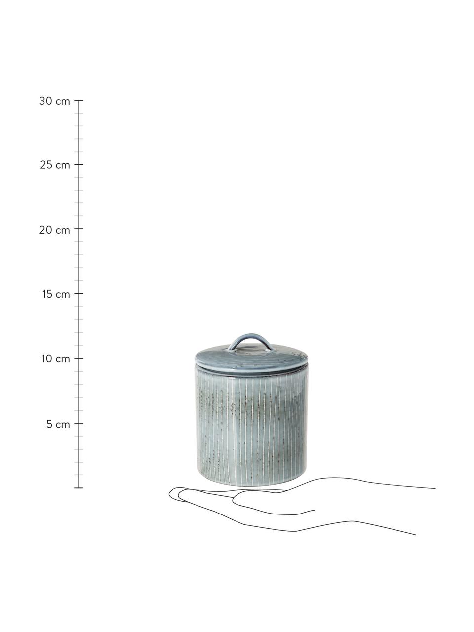 Ręcznie wykonany pojemnik do przechowywania Nordic Sea, Kamionka, Odcienie szarego, odcienie niebieskiego, Ø 12 x W 12 cm, 1 l