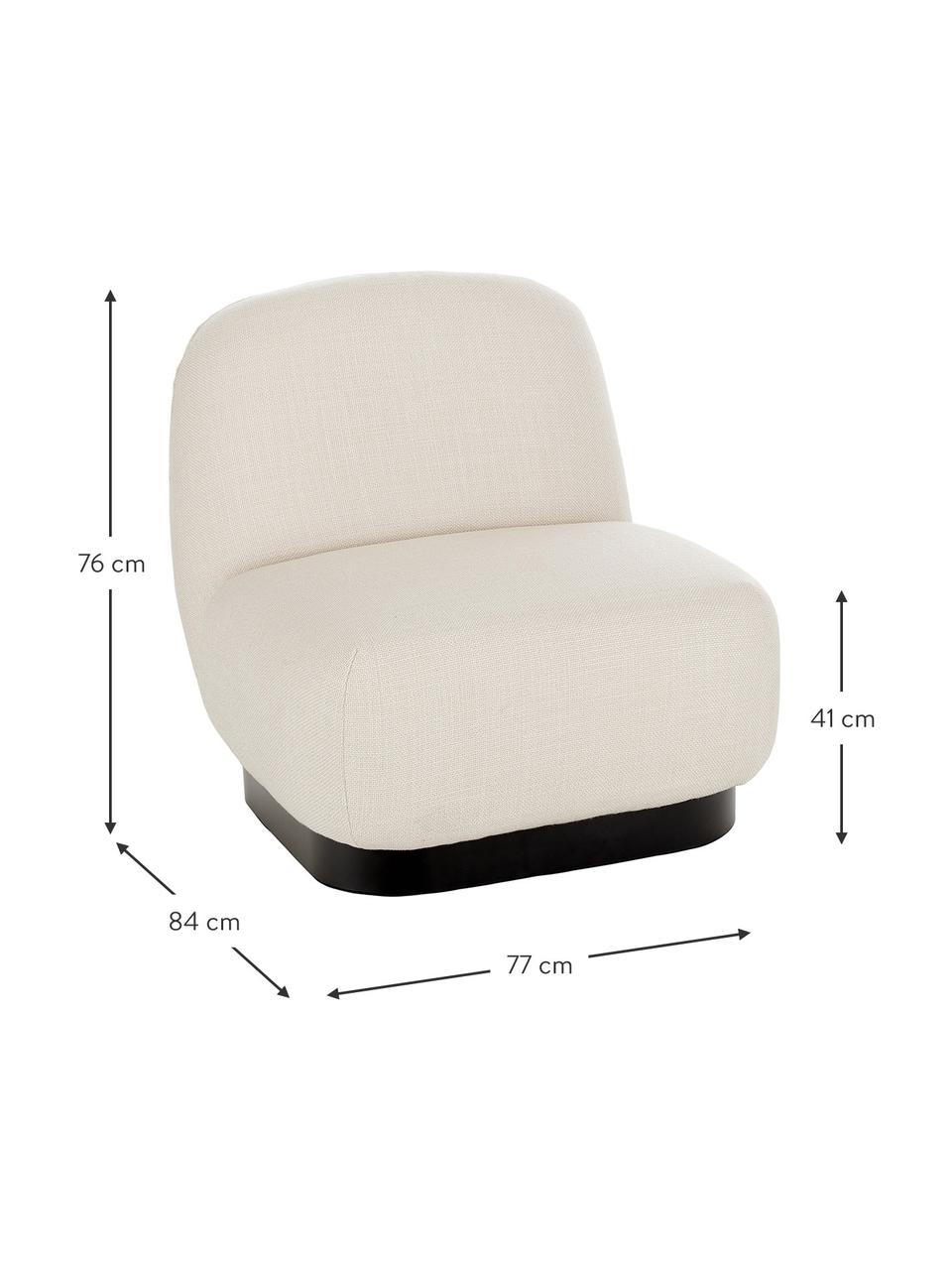 Poltroncina Elsie, Rivestimento: 84% poliestere, 16% acril, Struttura: compensato, Tessuto bianco crema, nero, Larg. 77 x Prof. 84 cm
