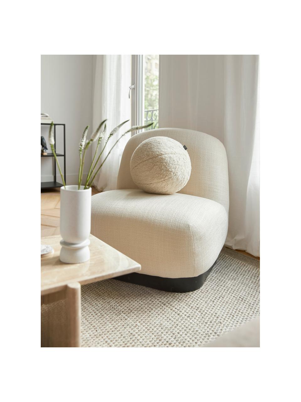 Poltroncina Elsie, Rivestimento: 84% poliestere, 16% acril, Struttura: compensato, Tessuto bianco crema, nero, Larg. 77 x Prof. 84 cm