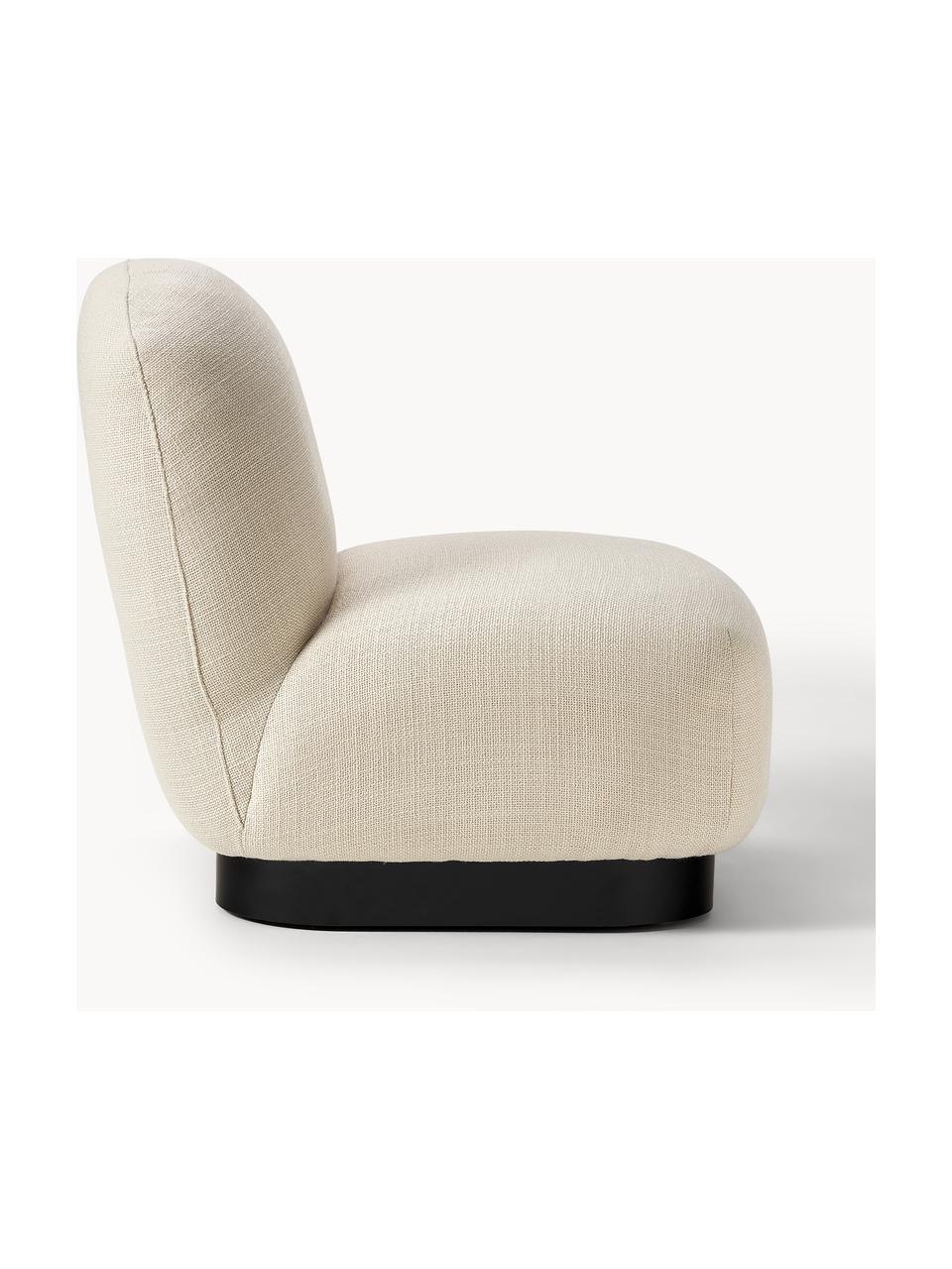 Fauteuil cocktail Elsie, Tissu beige clair, socle noir, larg. 77 x prof. 84 cm