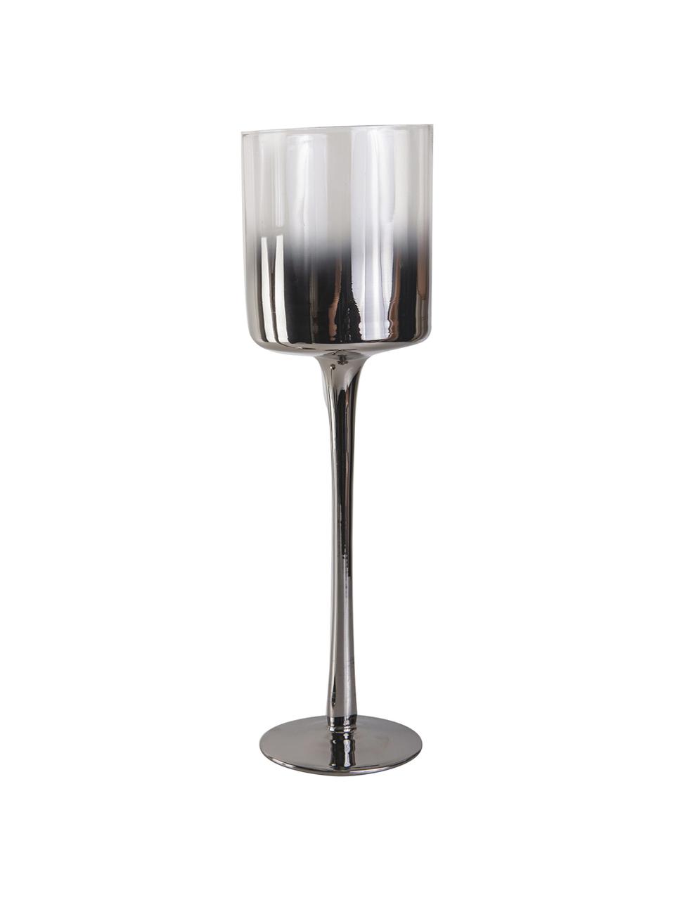 Kerzenhalter Shadow, Glas, Transparent, Silberfarben, Ø 9 x H 30 cm