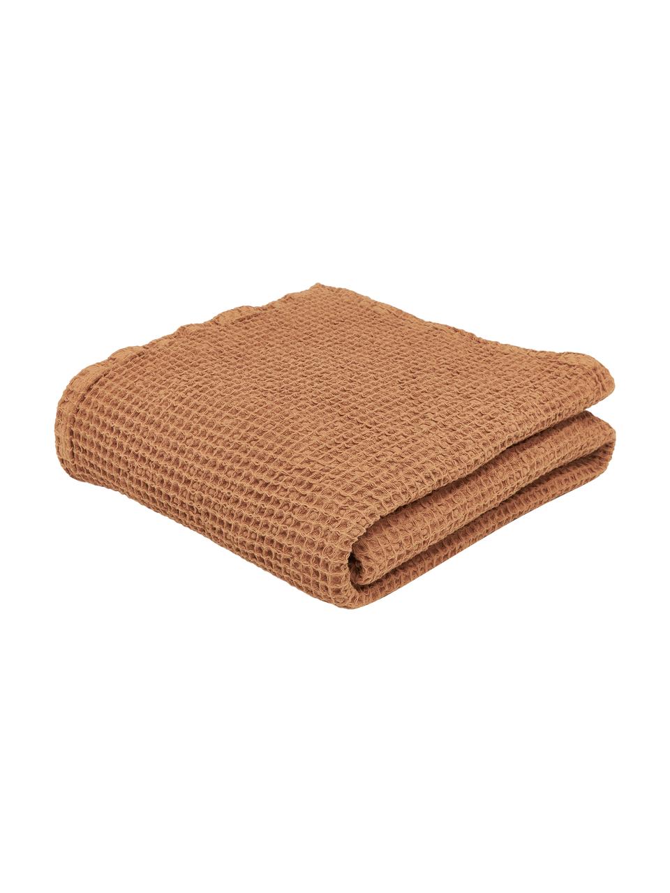 Couvre-lit gaufré coton brun Lois, 100 % coton, Brun, larg. 260 x long. 260 cm (pour lits jusqu'à 200 x 200 cm)