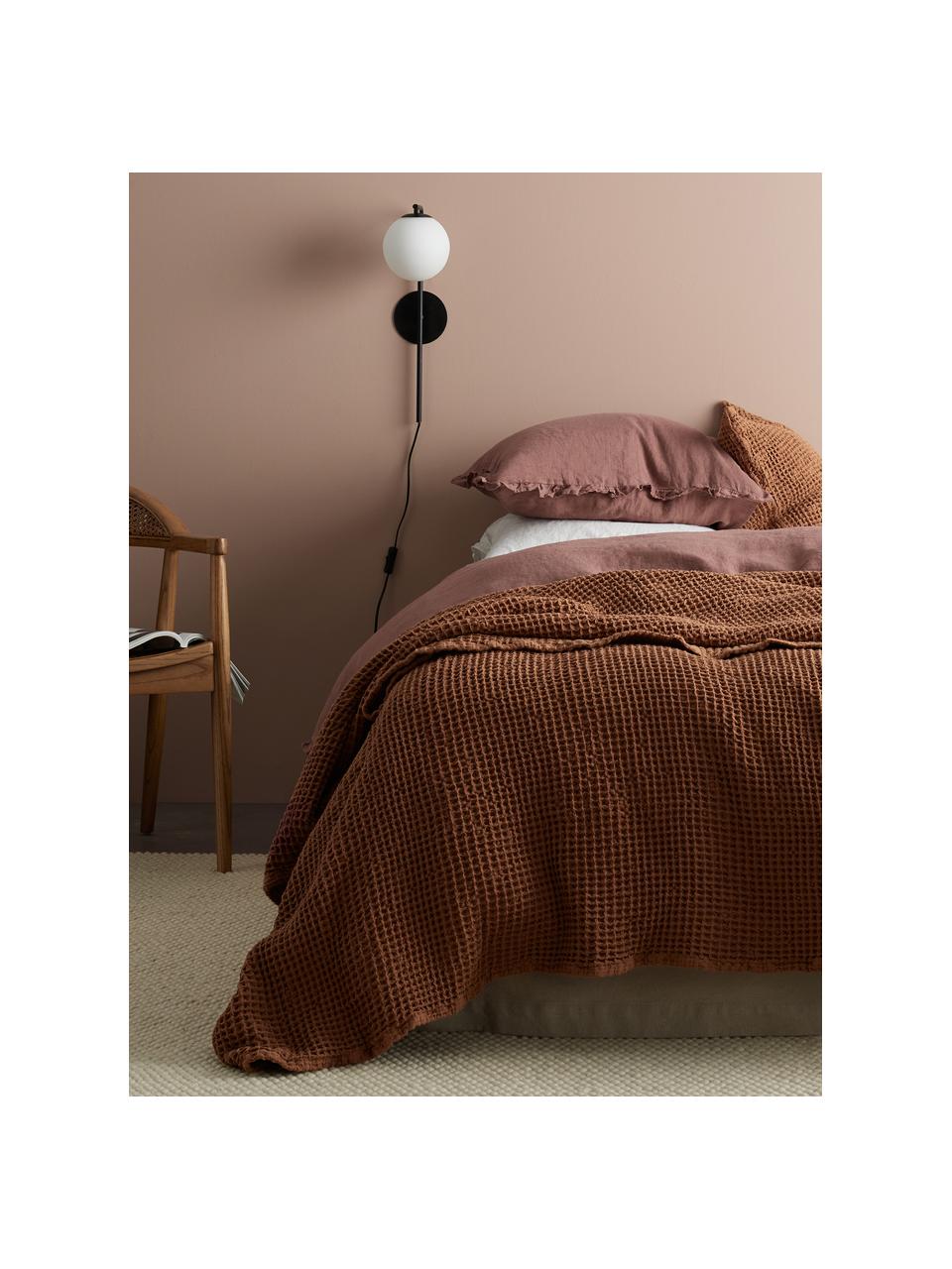 Wafelpiqué sprei Lois van biokatoen in bruin, 100% katoen, Bruin, B 260 cm x L 260 cm (voor bedden tot 200 cm x 200)