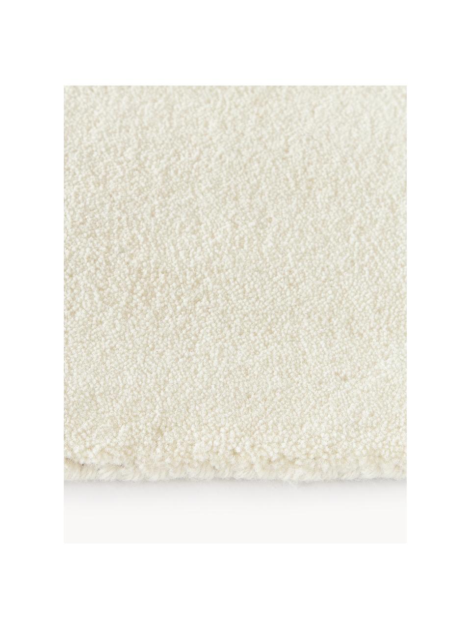 Alfombra corredor artesanal de lana Ezra, Parte superior: 100% lana con certificado, Reverso: 70% algodón, 30% poliéste, Blanco crema, An 80 x L 250 cm