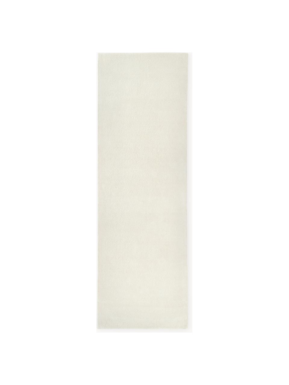 Tapis d'entrée en laine tufté main Jadie, Blanc crème, larg. 80 x long. 250 cm