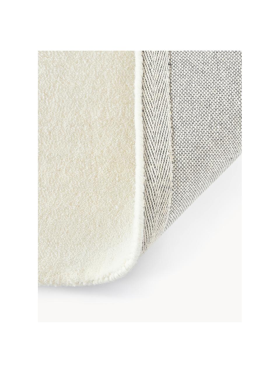 Alfombra corredor artesanal de lana Ezra, Parte superior: 100% lana con certificado, Reverso: 70% algodón, 30% poliéste, Blanco crema, An 80 x L 250 cm