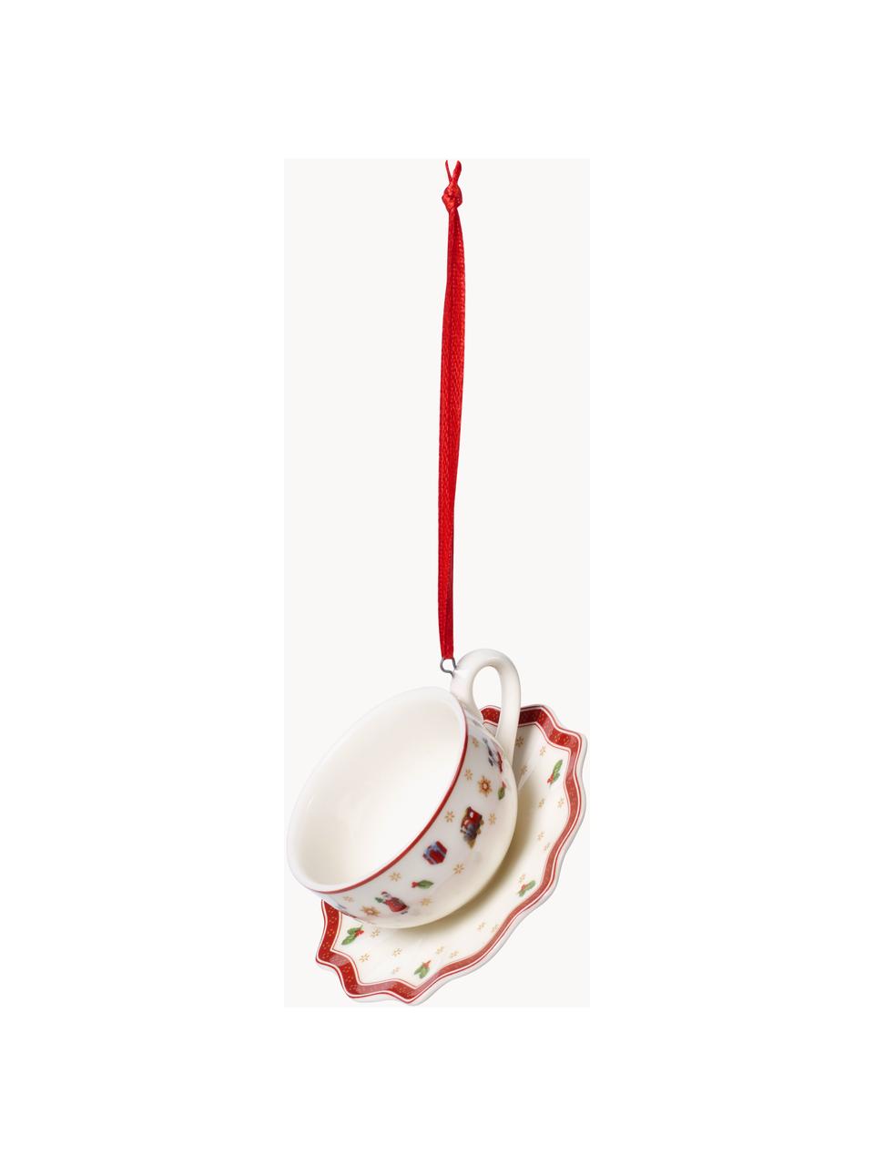 Set di 3 addobbi in porcellana per albero di Natale Toy's Delight, Porcellana Premium, Bianco, rosso, Set in varie misure