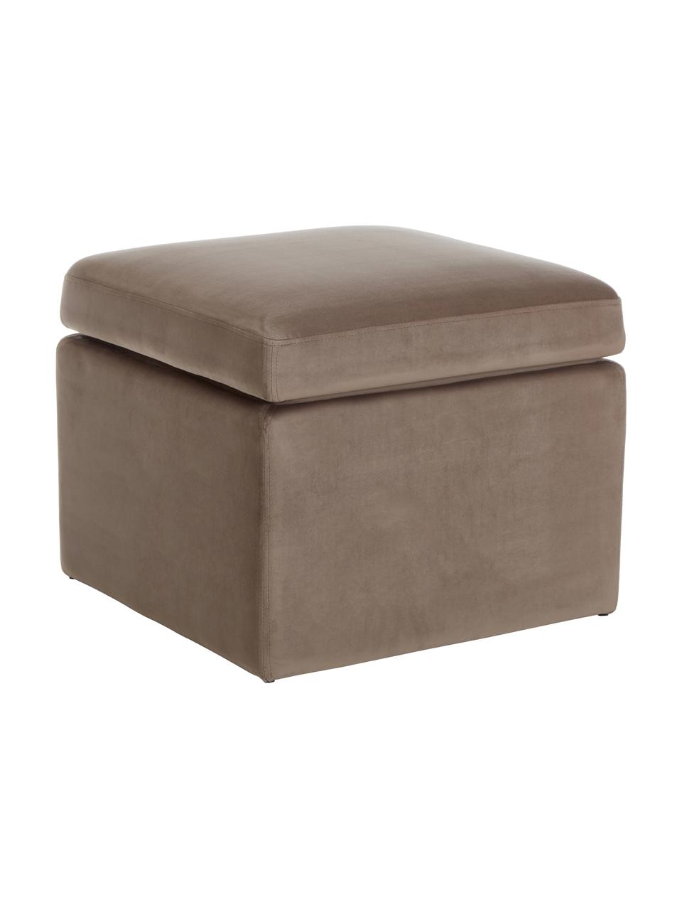 Pouf coffre beige Winou, Velours beige foncé