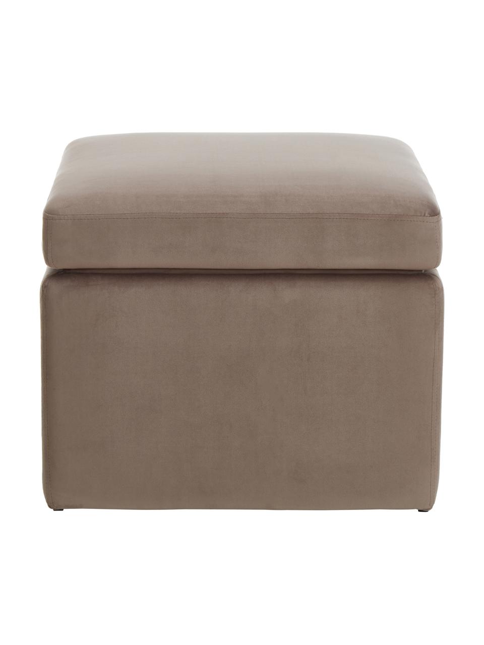 Pouf contenitore in velluto beige Winou, Rivestimento: velluto (100% poliestere), Velluto beige scuro, Larg. 55 x Alt. 46 cm