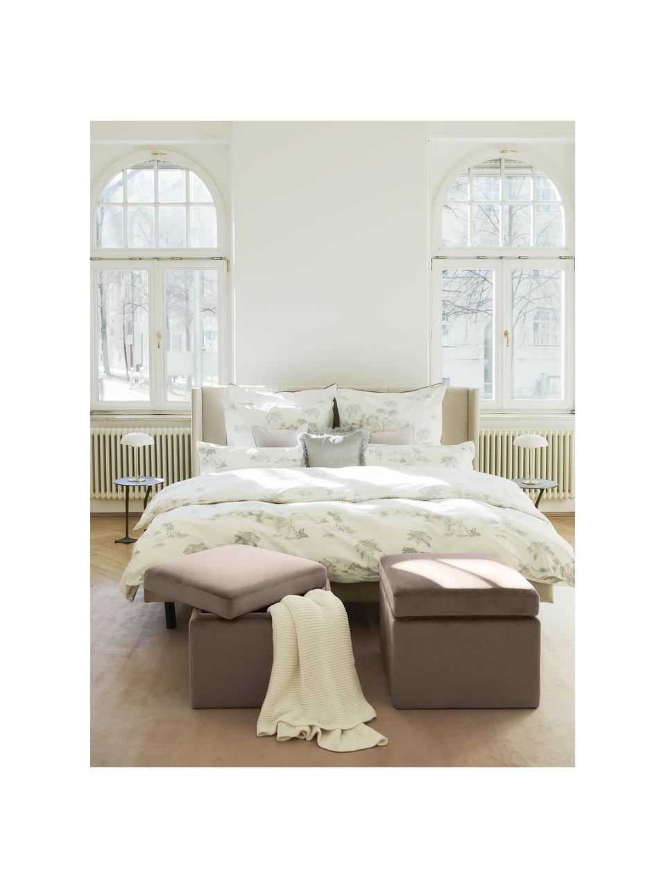 Samt-Hocker Winou mit Stauraum in Beige, Bezug: Samt (100% Polyester) Der, Korpus: Metall, Samt dunkles Beige, 55 x 46 cm