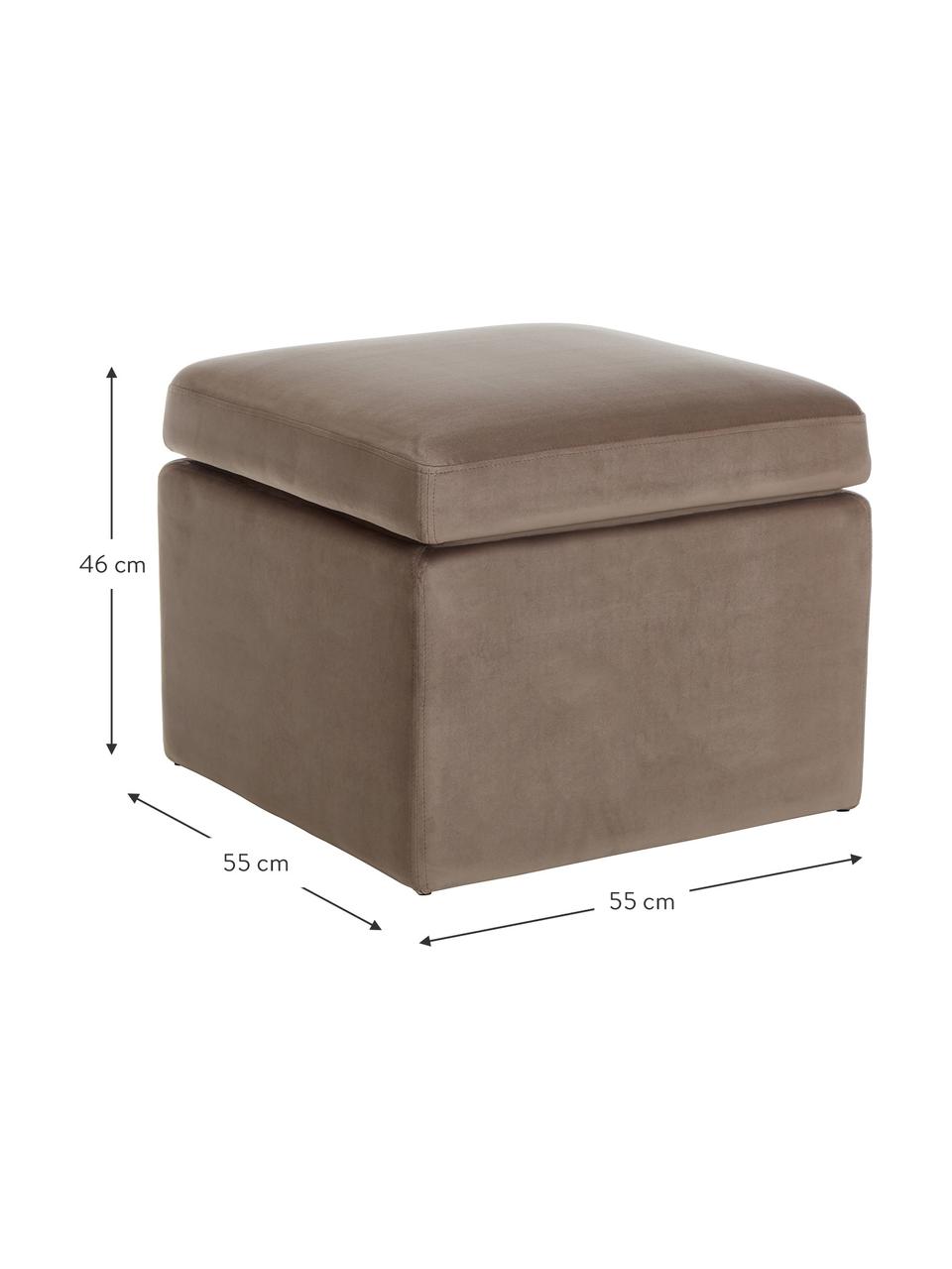 Pouf contenitore in velluto beige Winou, Rivestimento: velluto (100% poliestere), Velluto beige scuro, Larg. 55 x Alt. 46 cm