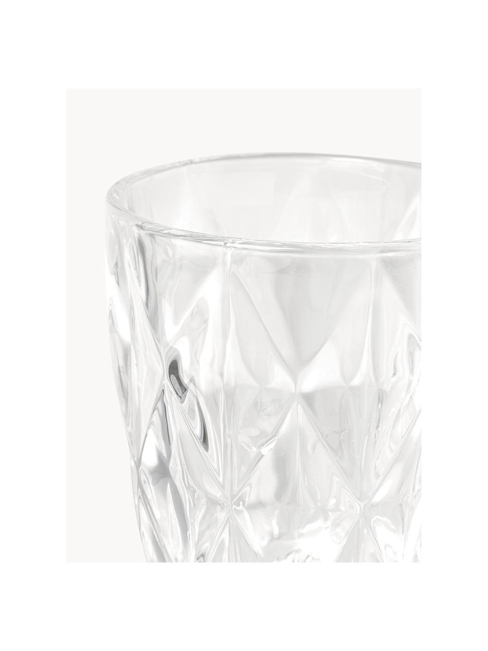 Vasos con relieve Colorado, 4 uds., Vidrio, Transparente, Ø 8 x Al 10 cm, 260 ml