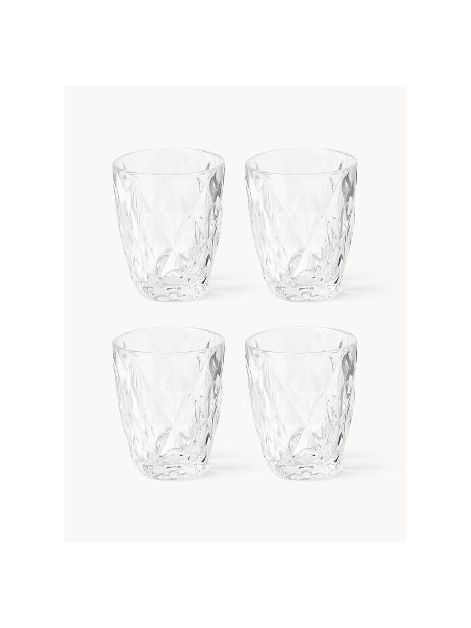 Vasos con relieve Colorado, 4 uds., Vidrio, Transparente, Ø 8 x Al 10 cm, 260 ml