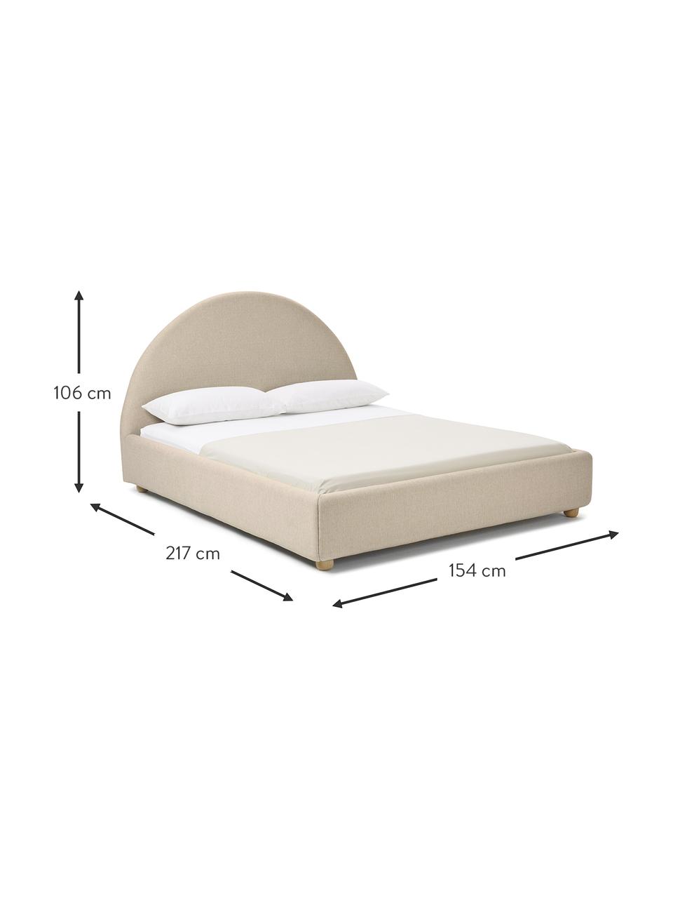 Cama tapizada Ebba, Tapizado: 100% polipropileno Alta r, Estructura: madera de pino maciza y p, Patas: madera de pino macizo, Tejido beige oscuro, An 140 x L 200 cm