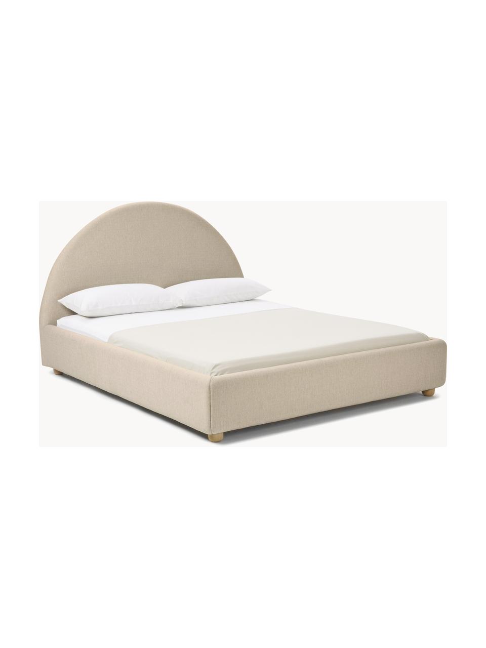 Gestoffeerd bed Ebba, Bekleding: 100% polypropyleen Met 23, Frame: massief grenenhout en pla, Poten: massief grenenhout Dit pr, Geweven stof beige, B 140 x L 200 cm