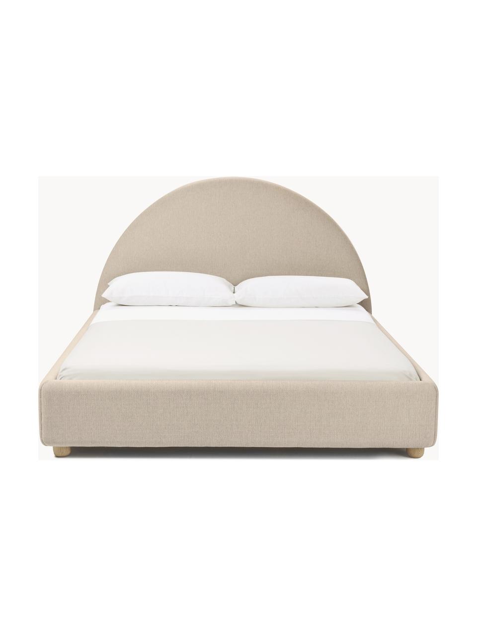 Gestoffeerd bed Ebba, Bekleding: 100% polypropyleen Met 23, Frame: massief grenenhout en pla, Poten: massief grenenhout Dit pr, Geweven stof beige, B 140 x L 200 cm